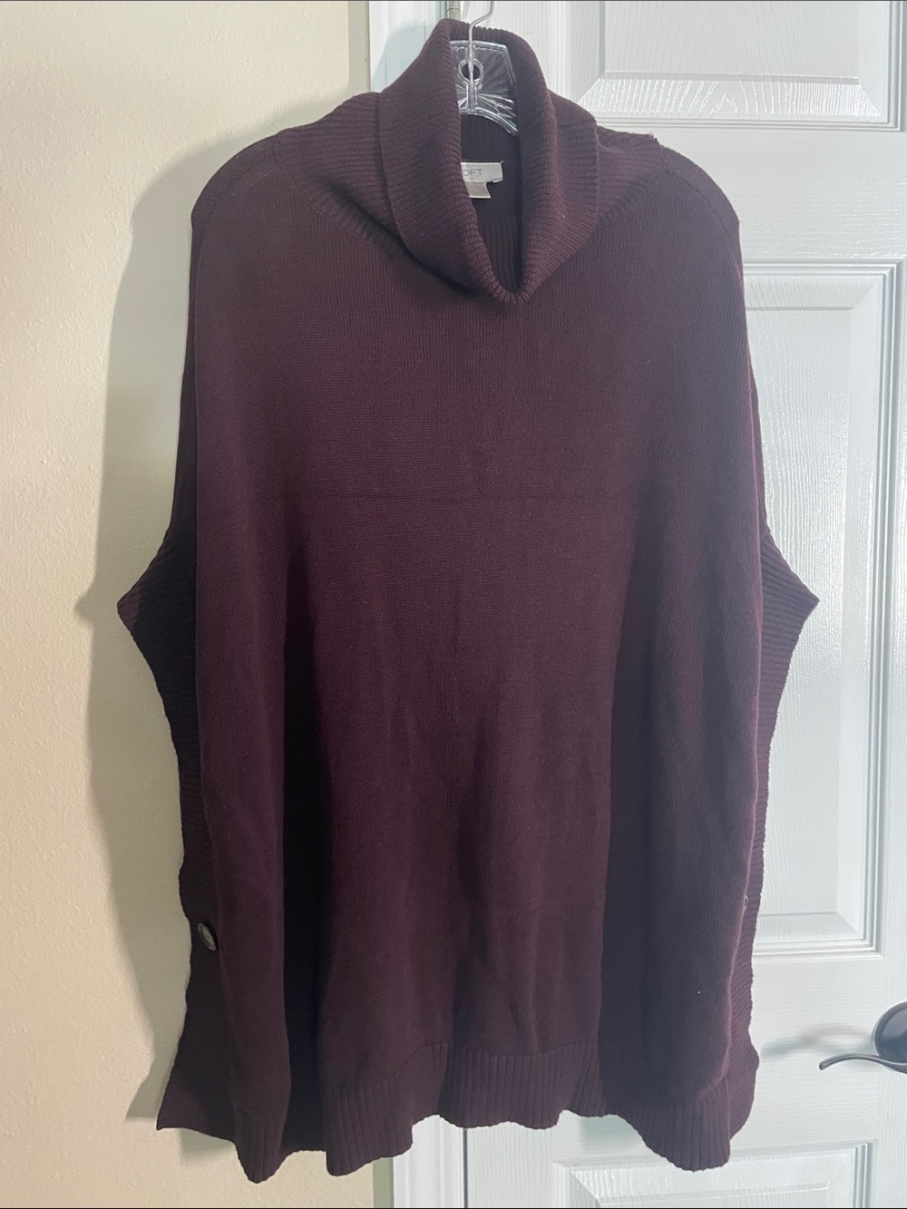 LOFT Size XS/S Burgundy Turtleneck Poncho Sweater